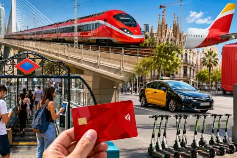 Resa med tåg till Spanien, flygplan, taxi och elsparkcyklar. Allt för en smidig resa.